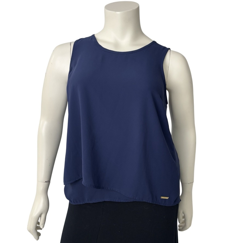Michael Kors Blouse Sz L Navy Top Normcore Vanillagirl Quietluxury Oldmoney Work